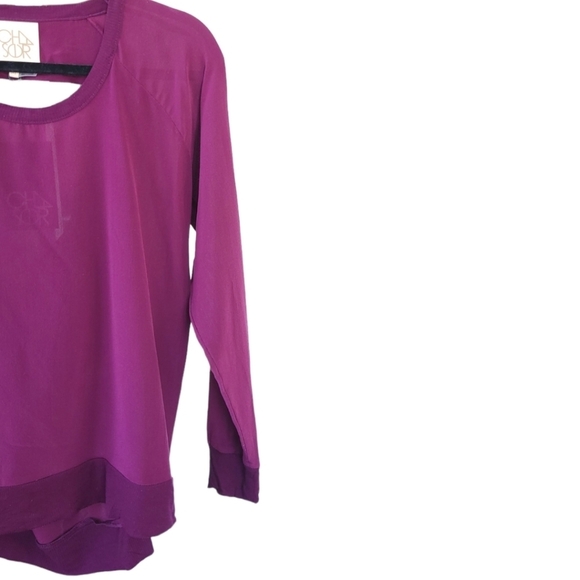NWOT CHASER Woman's Draped Open Back Raglan Blouse Sz M Cabernet - Picture 7 of 12